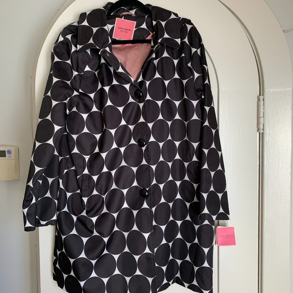 KATE SPADE Trench Coat Rain Slicker Polka Dots XL